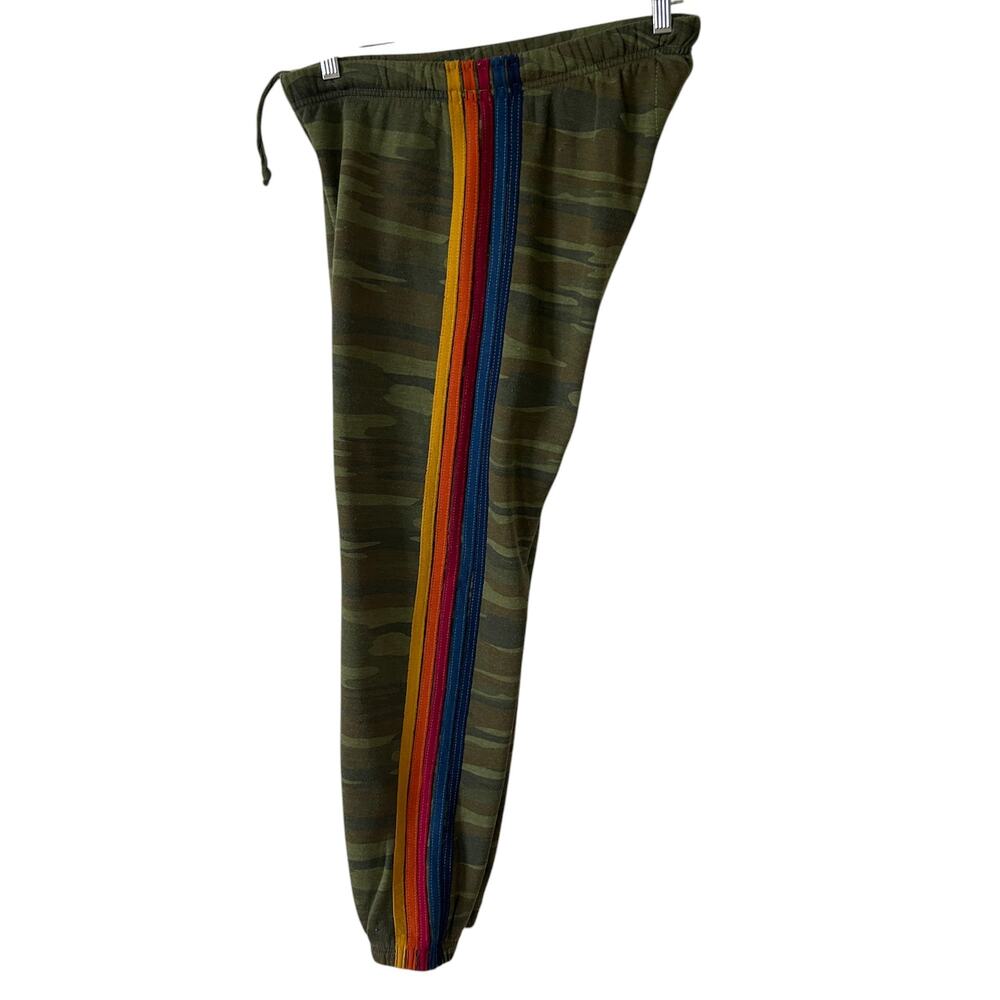 Aviator Nation Green Camo 5 Stripe Sweatpants Womens Size Medium